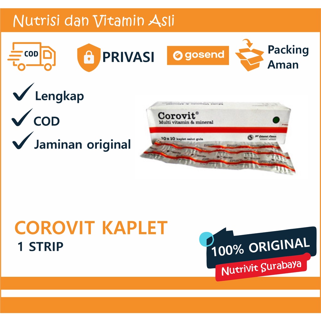 Corovit Tablet Kaplet Multi Vitamin - 1 strip isi 10 - menambah nafsu makan &amp; daya tahan tubuh