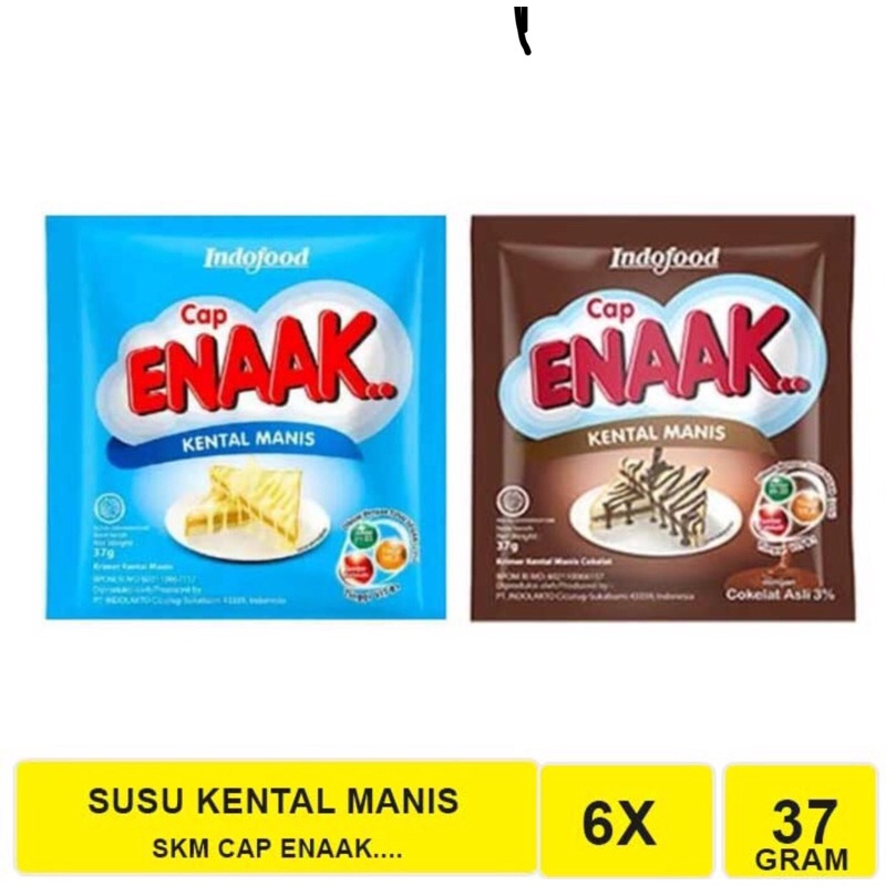 Cap ENAAK sachet Susu Krimer Kental Manis Putih Coklat isi 6x37gr