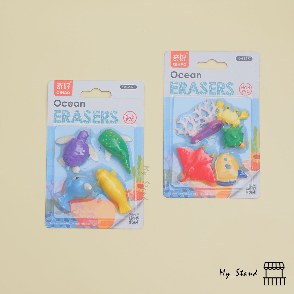 

Penghapus Papan Qi Hao Ocean QH-8377 Terumbu Karang Penyu Setip Hapusan Pensil Eraser stip lautan sea Hiu Lumba Kura anjing laut Ikan Pari Paus Kepiting Dugong