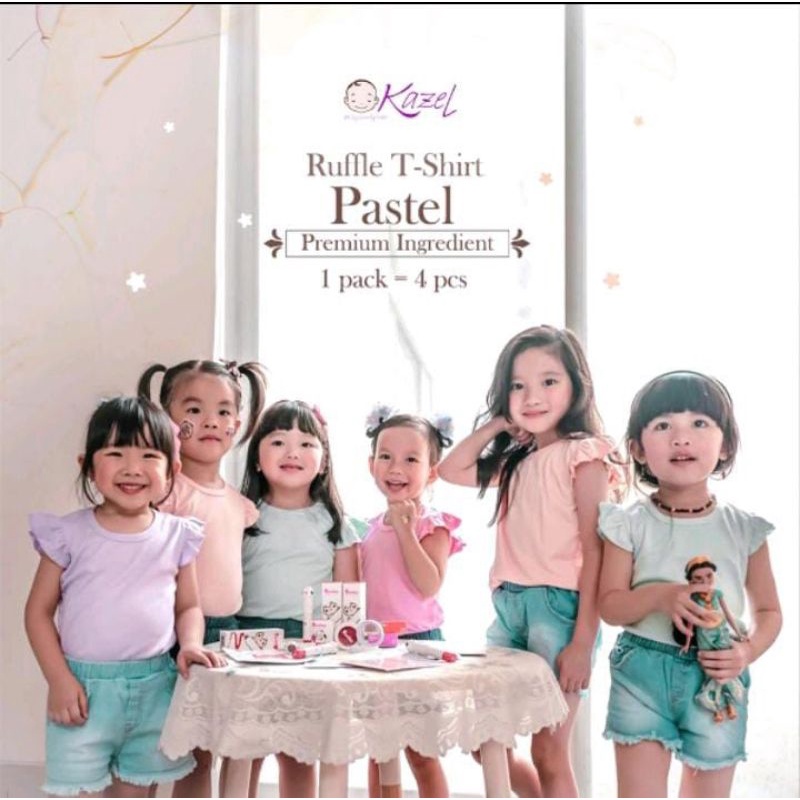 Kazel T-Shirt Ruffle pastel edition isi 4 pcs