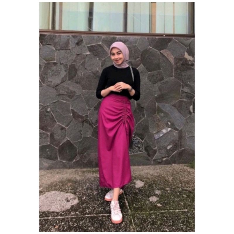 ROK SERUT SATIN/ROK KOREA/ROK CASUAL FLOWI/SHASHA SKIRT/PEAR SATIN SKIRT/ROK VIRAL/MYRTLE SATIN SKIR