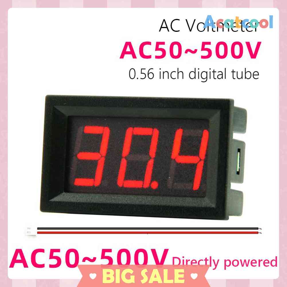 0.56 inch Voltmeter LED Display AC 50-500V 2 Kabel Untuk Mobil