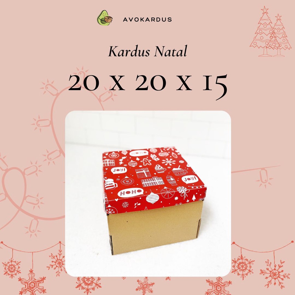 

Kardus Natal 20x20x15 Top Bottom Kotak Dus Kue Tart