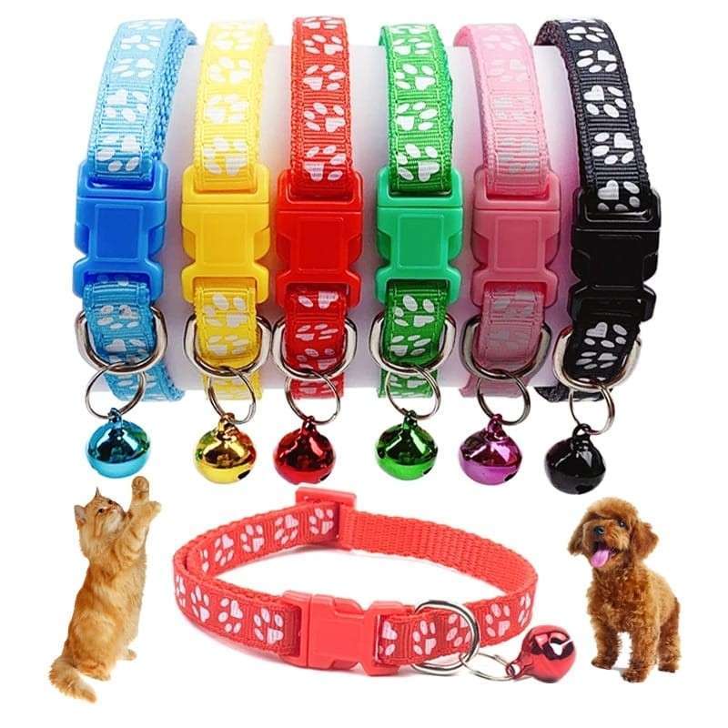 Kalung Kucing Lonceng Motif Paw Jejak Kaki Kucing Anjing 1x13-30 cm