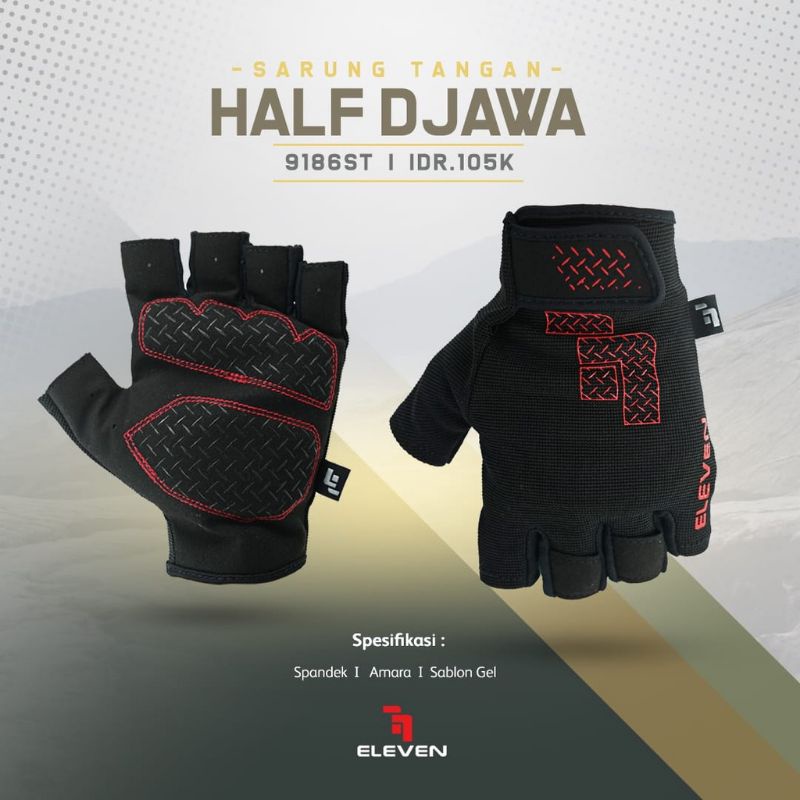 SARUNG TANGAN MOTOR HALF DJAWA ORIGINAL ELEVEN