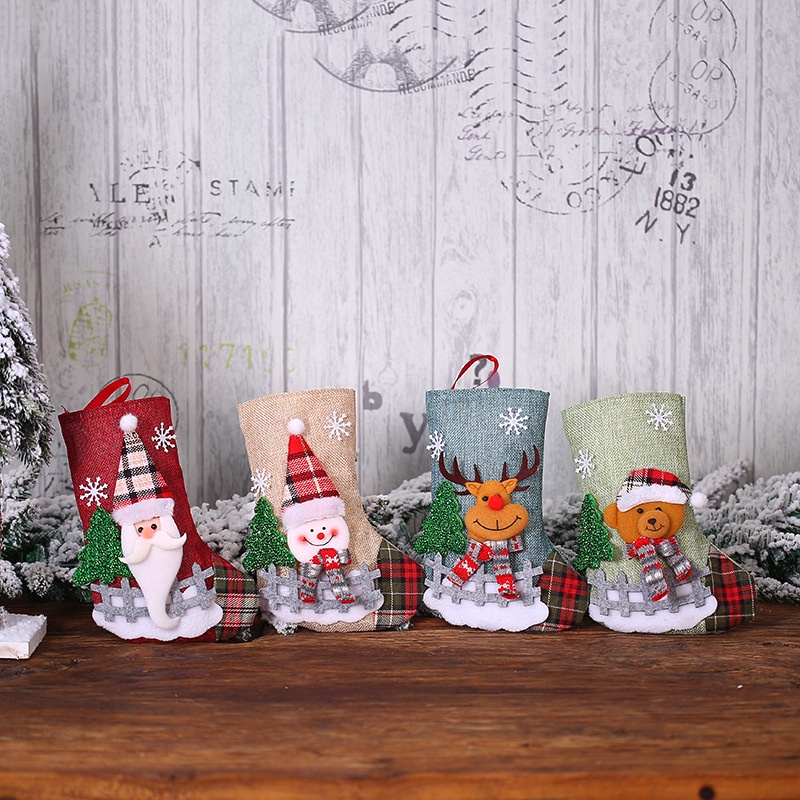 XX012 – Gantungan Pohon Natal Christmas Tree Ornament Decoration Kaos Kaki Socks Rusa Santa Snowman