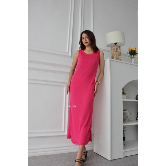 HL INNER RIB DRESS LENGAN PANJANG ATAU TANPA LENGAN (REALPICT)