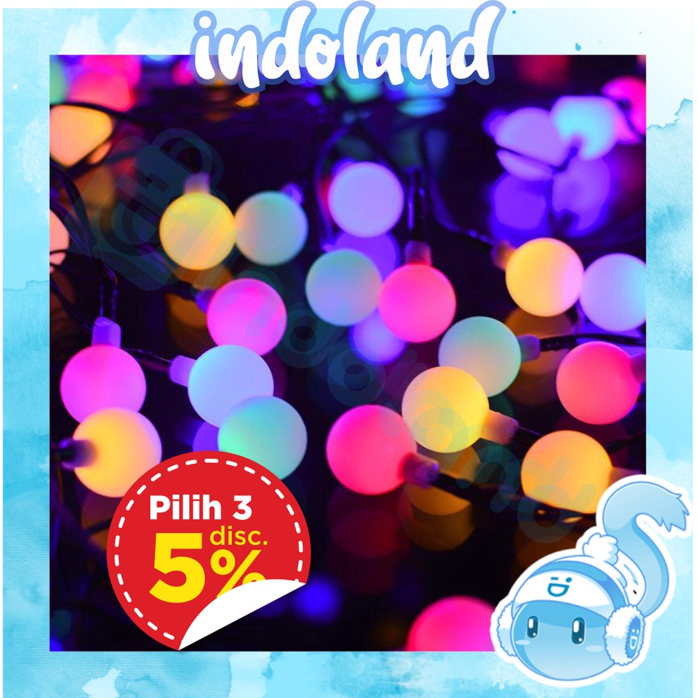 ☀INDOLAND☀  10 meter Lampu Tumblr Bola Anggur Lampu Pohon natal Tumbler Model bulat led 50pcs E007