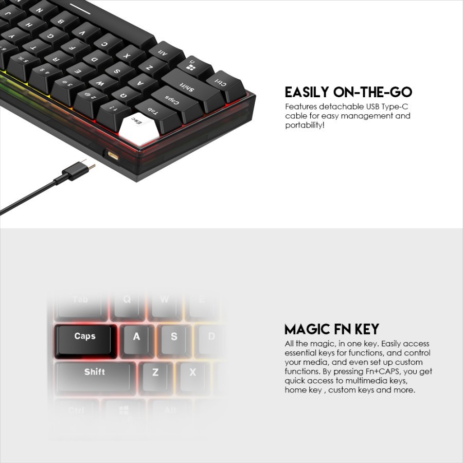 Fantech MAXFIT61 FROST Wireless Hostwap Keyboard Mechanical RGB