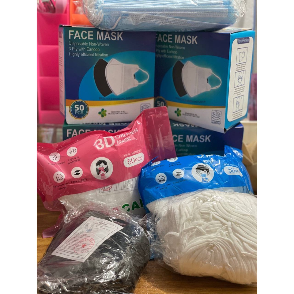 Masker 3ply isi 50 perbox / Masker duckbill premium facemask/ masker anak/masker dewasa
