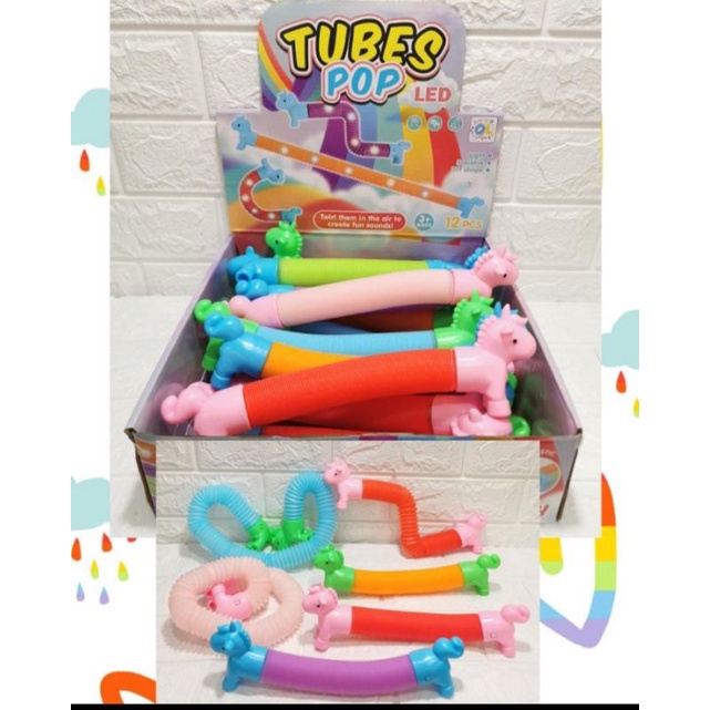 Pop Tube Unicorn LED Tubes Mainan Anak Tabung Fidget Toy Stress Relief -  Mainana Anak Unicorn LED