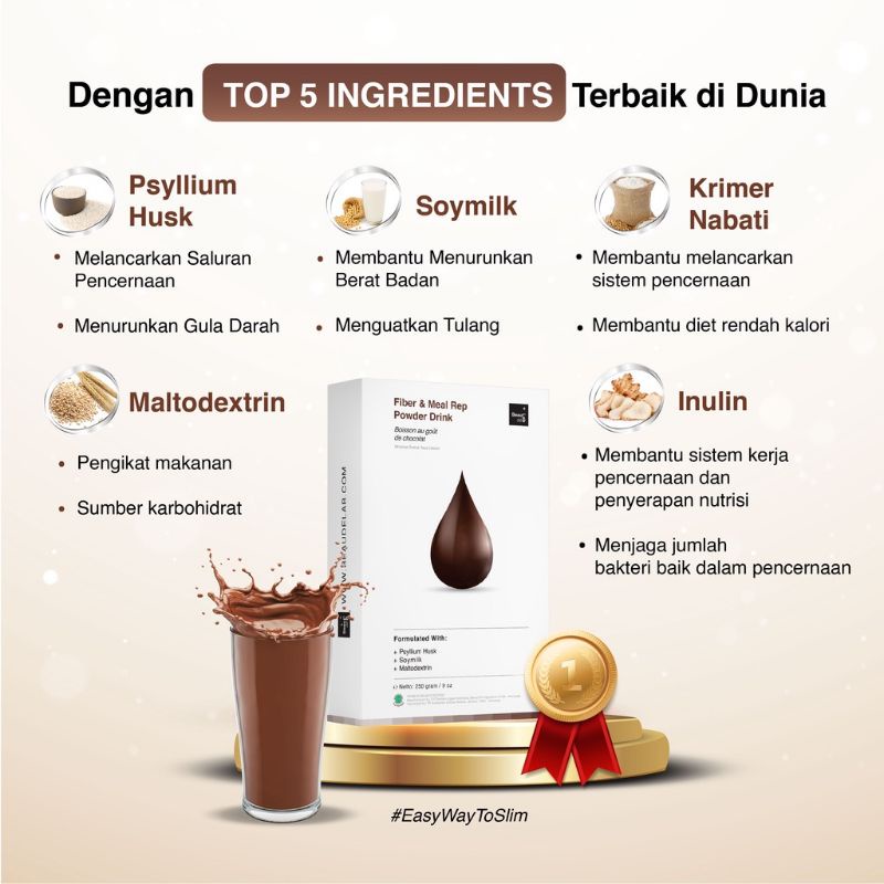 Beaudelab Fiber &amp; Meal Rep powder drink serat diet detox pengganti makanan