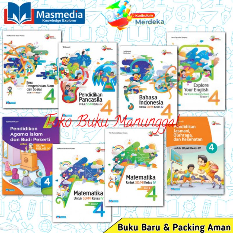 Buku Paket Kelas 4 MASMEDIA Kurikulum Merdeka Kurmer K21 Mtk bahasa IPAS PPKn matematika pendidikan 