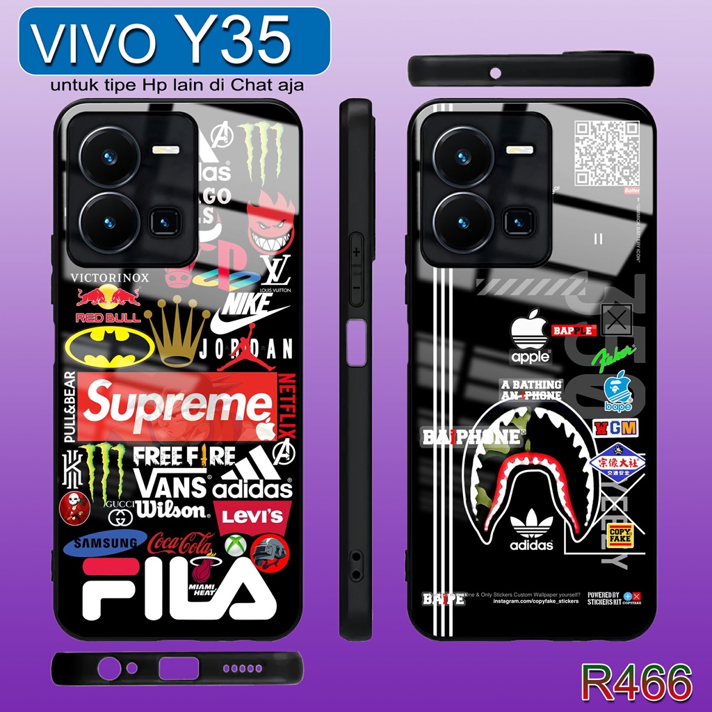 R466 Softcase Vivo Y35 Case Kilau Vivo Y35 Case Kaca Acrylic Vivo Y35 Kesing Hp Vivo Y35 Pelindung H