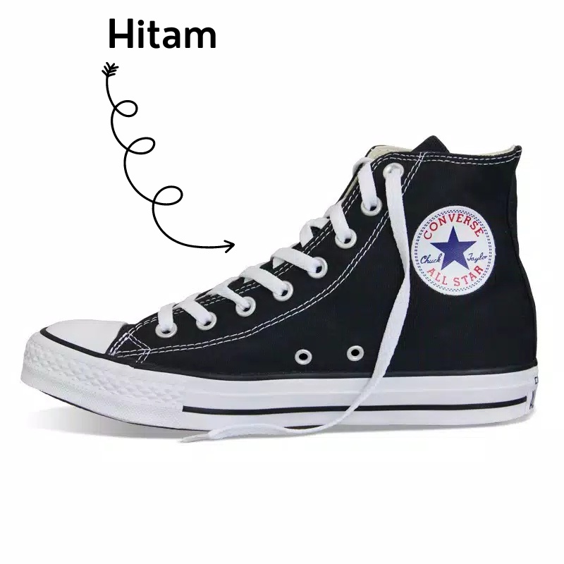 Converse All Star Sepatu Sekolah Pria Wanita Anak Sd Smp Sma Kuliah Nb Tali Full Hitam M1 Termurah