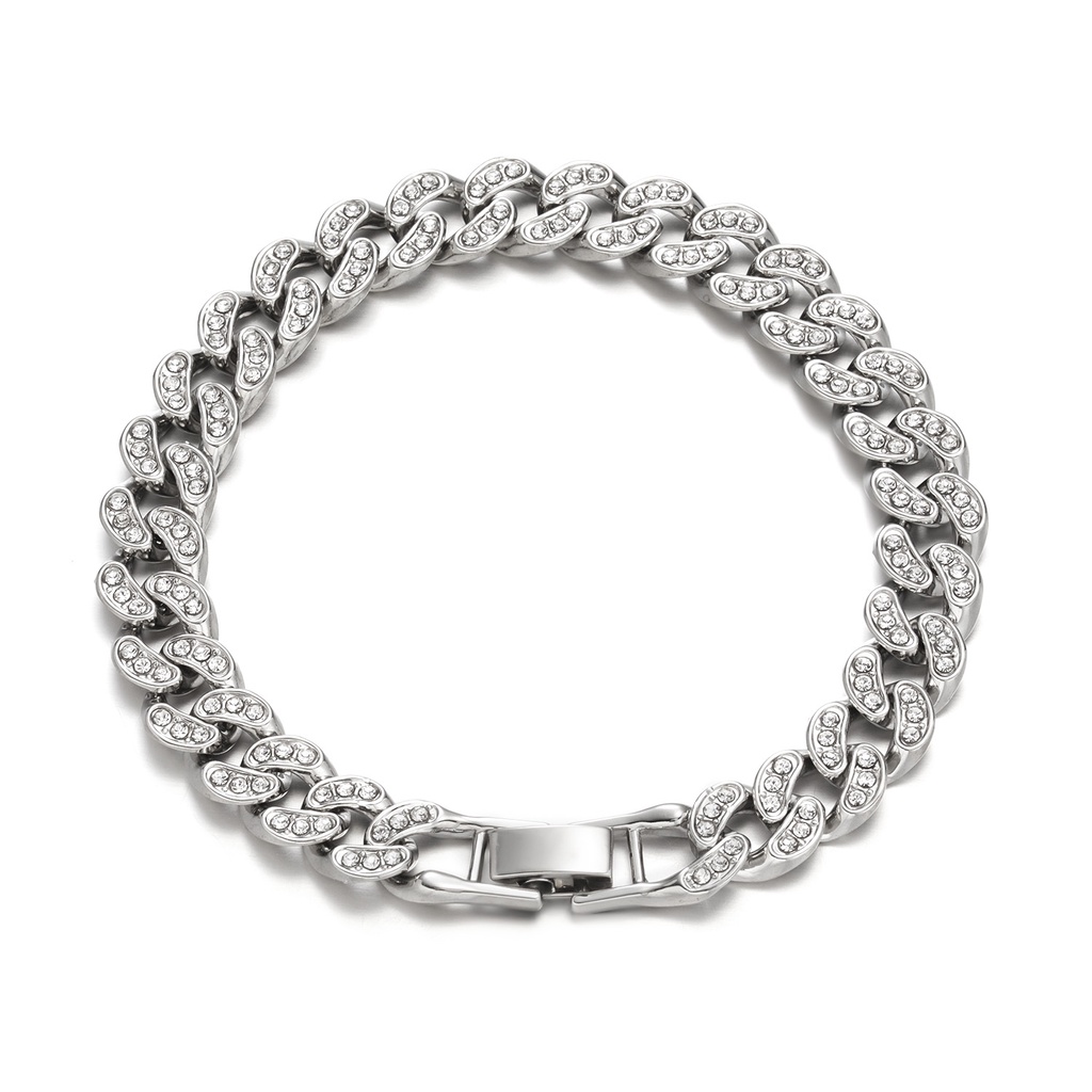 Gelang Rantai Tebal Lapis Silver Gaya Hip Hop Korea Untuk Pria