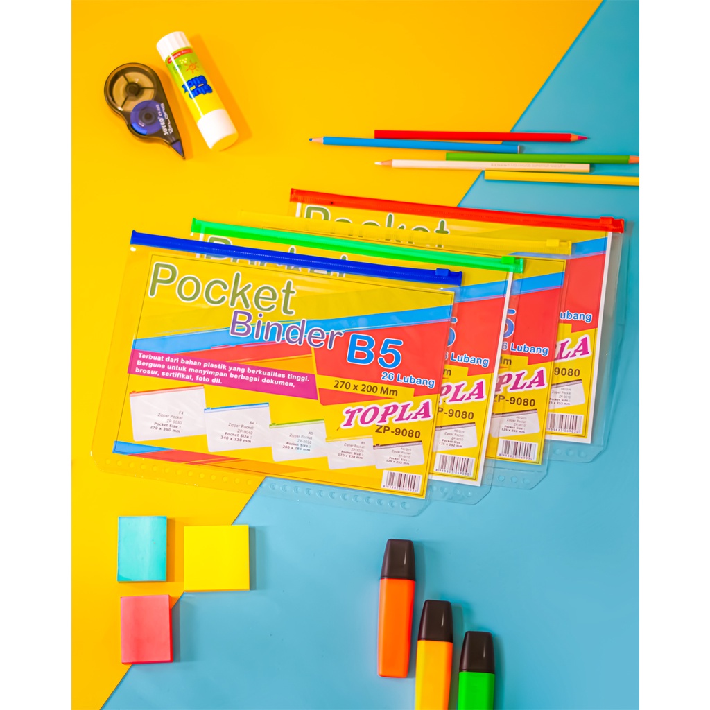 

Binder Pocket B5 / Ziplock Binder B5 / 26 Lubang / Zipper Pocket / Pocket Binder / Ziplock Plastik / Plastik Binder B5 / Topla / Anti Macet