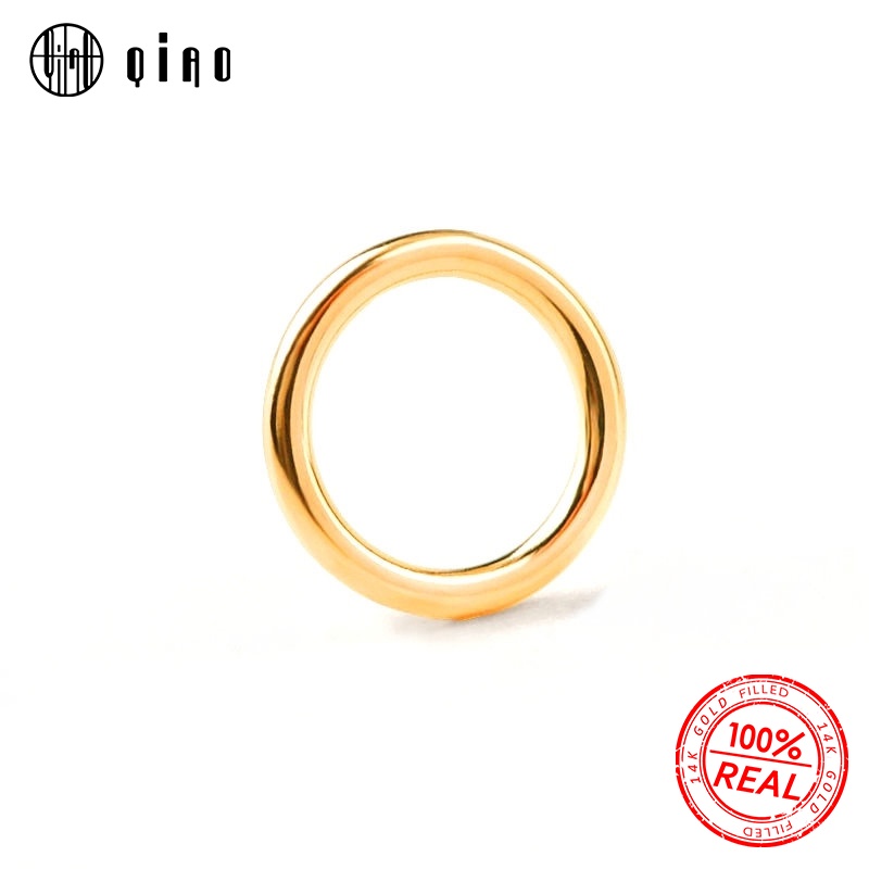 10pcs Cincin jump Ring Lapis Emas 14K Ukuran 2 / 3 / 4 / 5 / 6mm Untuk Membuat Gantungan Kunci / Perhiasan