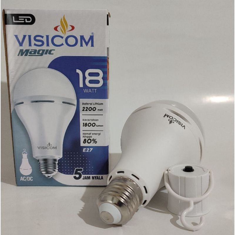 LAMPU LED MAGIC AC/DC VISICOM 18WATT 18W 18 W EMERGENCY RECHARGE SENTUH GARANSI 1 TAHUN HARGA PROMO 