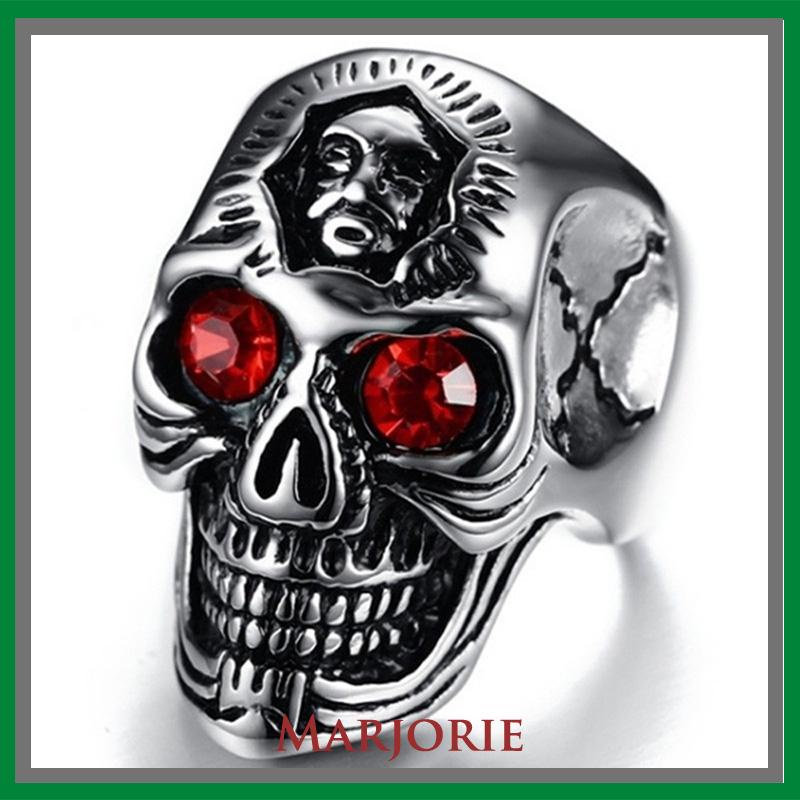 Cincin Motif Tengkorak Trend Fashion vintage rock ruby cincin Untuk Pria Aksesoris-MJD