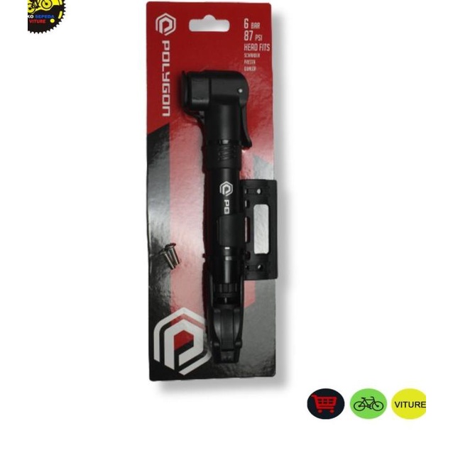 POLYGON POMPA ANGIN BAN SEPEDA PORTABLE ALLOY SMART HEAD 87 PSI 6 BAR - DUNLOP