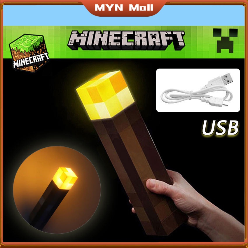 Light Up Minecraft Torch 28CM High Brightness LED Minecraft Hand Held or Wall Mount Flashlight Lampu Led Tube COD