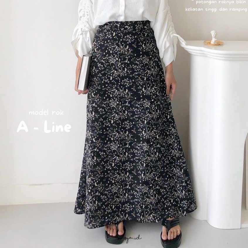 	 FLORAL SKIRT FLORA | ROK MOTIF BUNGA FLORA | ROK A-LINE KOREAN STYLE | ROK MOTIF DAMARA DAISY LILY	