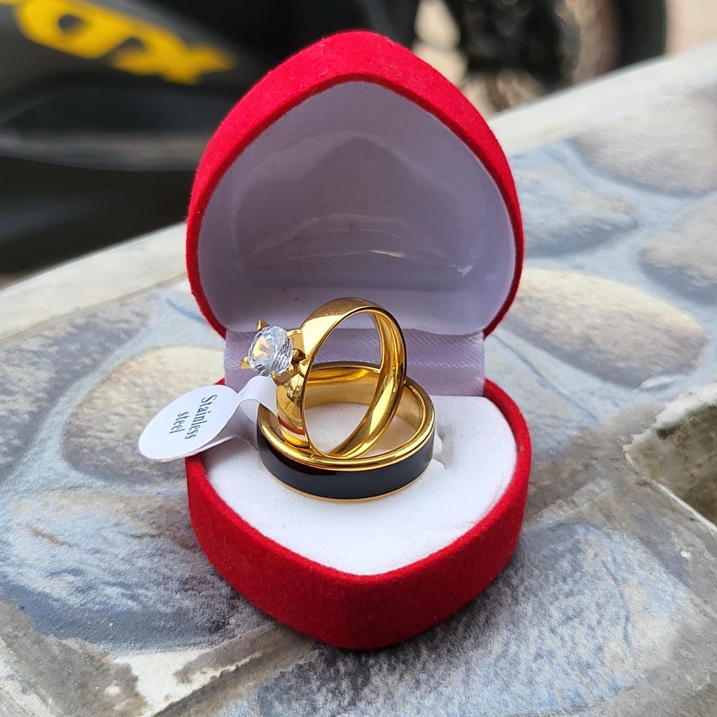 Cincin zikron mata TITANIUM Korean Fashion Couple Tunangan Titanium Emas Anti Karat Model TERBARU 2021 Untuk Pria Dan wanita free box