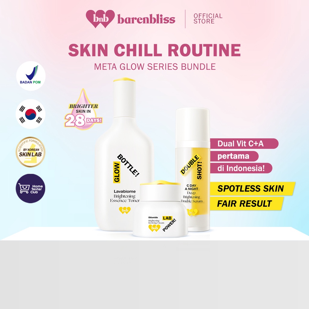 BNB barenbliss Meta-Glow Skin Chill Routine Set! Brightening Korean Skincare Set「28 Days Brightening」- Toner Serum Brigthening Cream