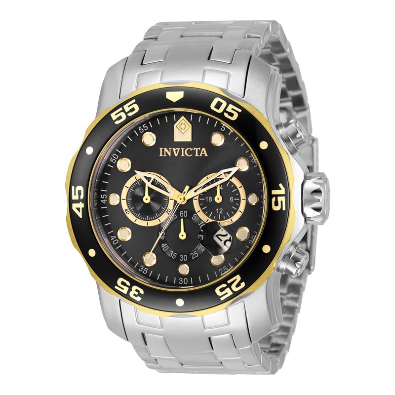 Jam Tangan Pria INVICTA Pro Diver 33999 Chronograph Black Dial Stainless Steel Strap