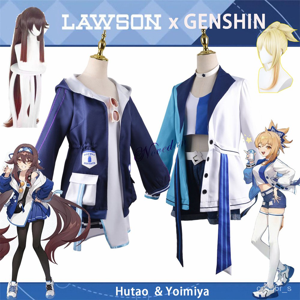 Genshin x LAWSON Hutao Yoimiya Cosplay Costume Game Genshin Impact Cosplay Hu Tao Wig Doujin