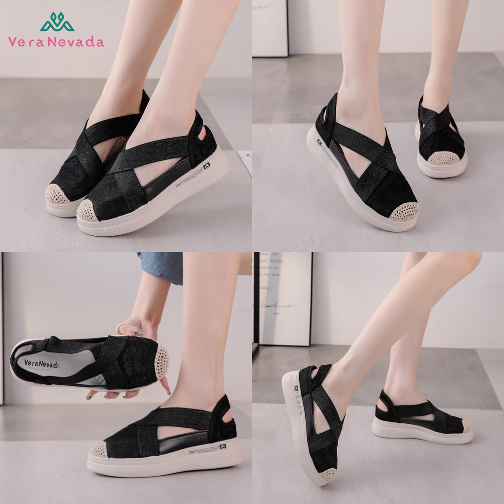 Ivony Seivona - VN1152 Vera Nevada Janice Sepatu Wedges Brokat Wanita Shoes