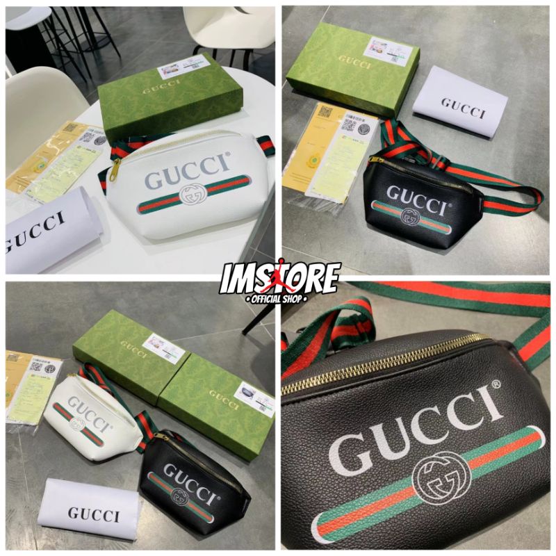 Waist bag Gucci Sling bag Pu leather fullset / Tas pinggang pria dan wanita