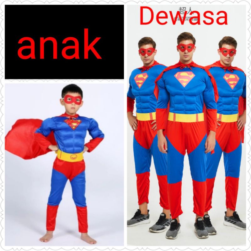 Kostum Anak dan Dewasa Superman Karakter Costume Costplay Baju Superhero Import