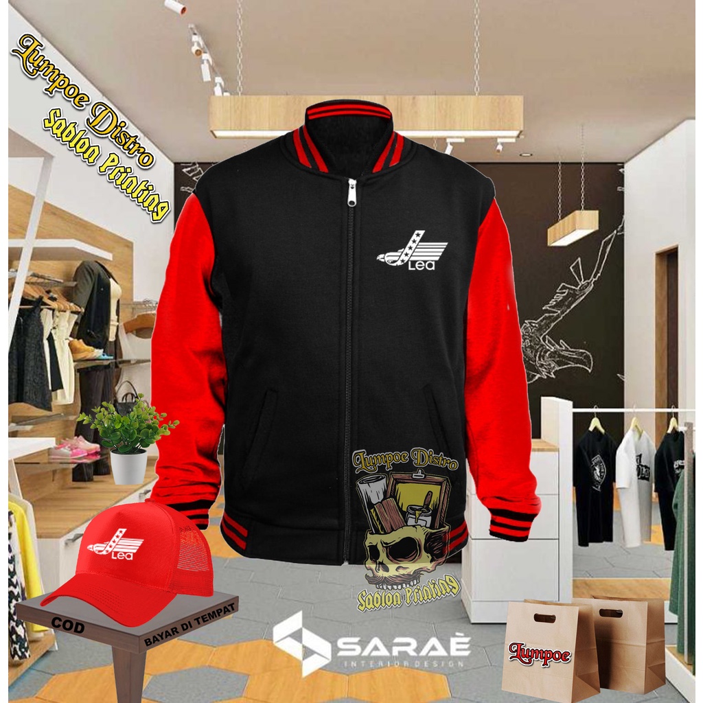 Plus Topi Varsity Keren Leaa Logo Quality White Premium Baju Tshirt Lengan Tebal Crewneck Branded  P