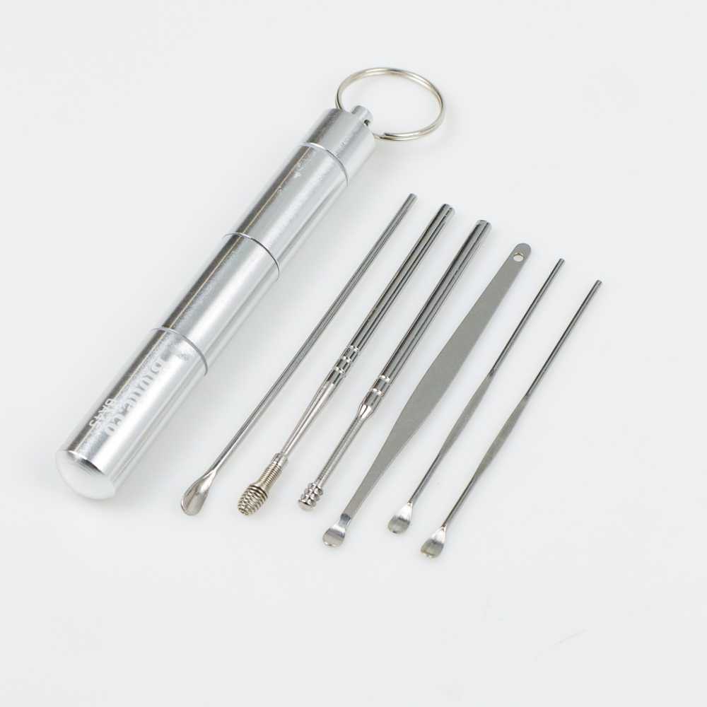 KR  Pembersih Telinga 6 Pcs Korek Kuping Stainless Steel Set Ear Wax