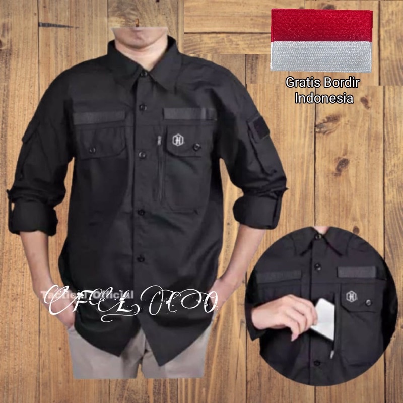 kemeja tactical hexagon panjang kemeja lapangan free bendera indonesia