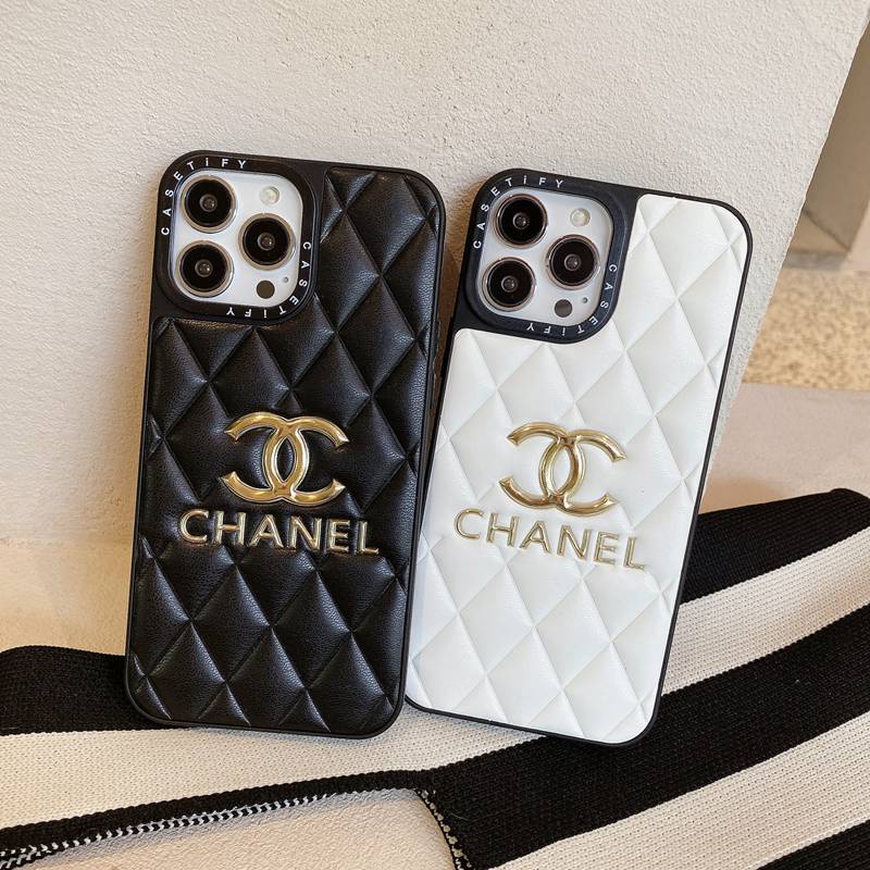 Casing iPhone 11 12 13 14 Pro Max 14 Plus Bahan Kulit Motif LOGO CHANEL