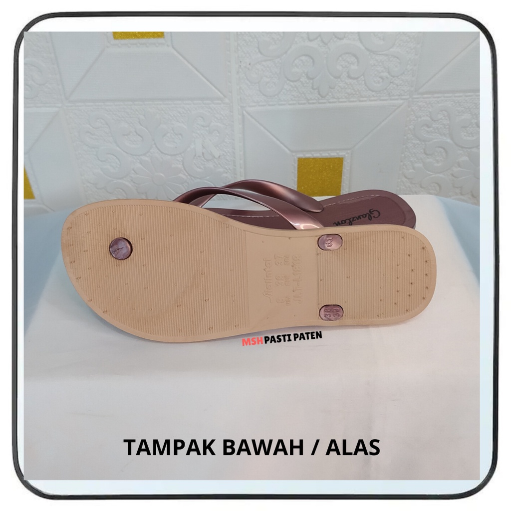 Sandal jepit glosy teplek Sandal flat impor wanita glanzton 1819 Sandal santai