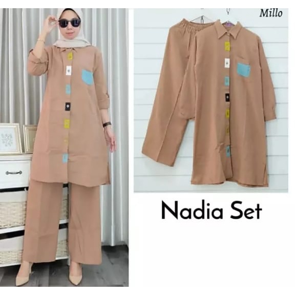 Zane Storr - Nadia Set 2IN1 Bahan Crinkle Airflow Setelan Wanita Terbaru 2022 Lebaran Setelan Wanita