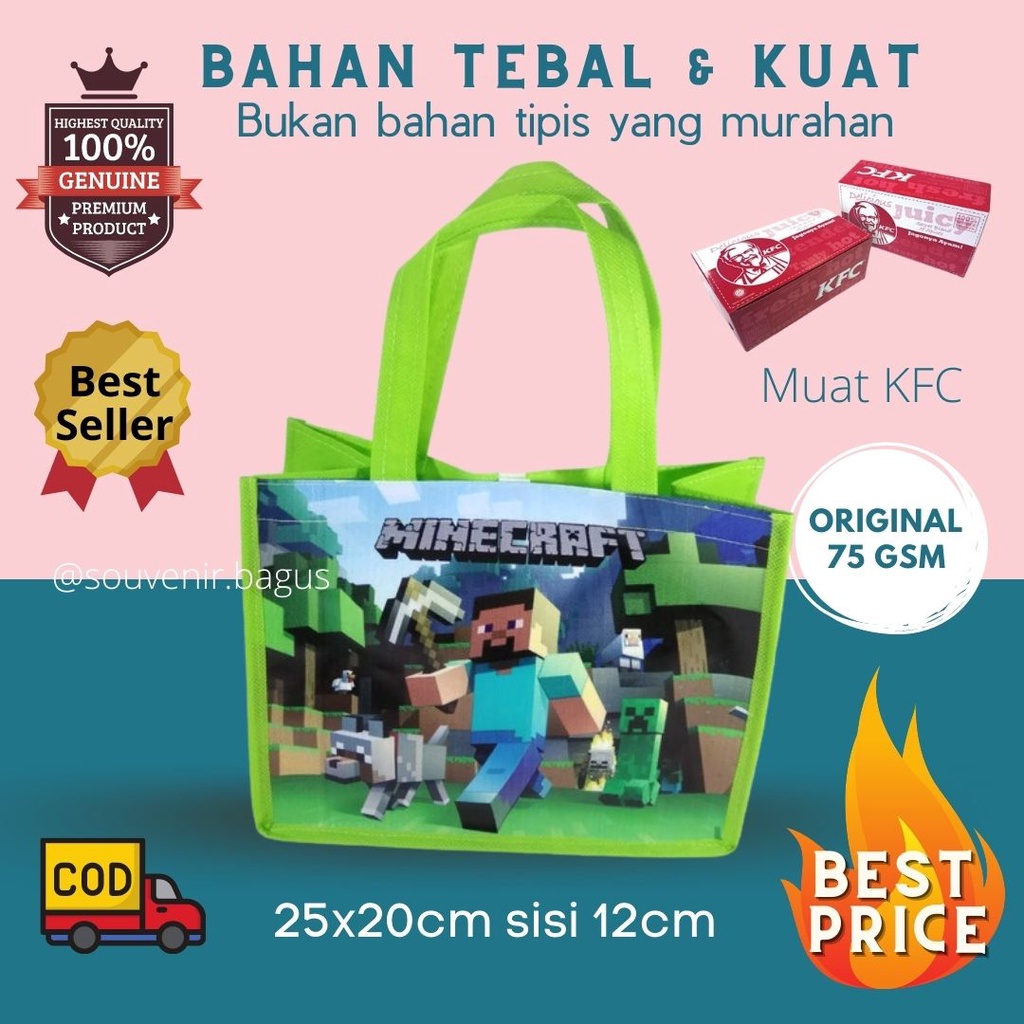 Tas Ultah Minecraft Terlaris Tas Souvenir Ulang Tahun Mainkraf Goodie Bag Mine craft Ter Murah