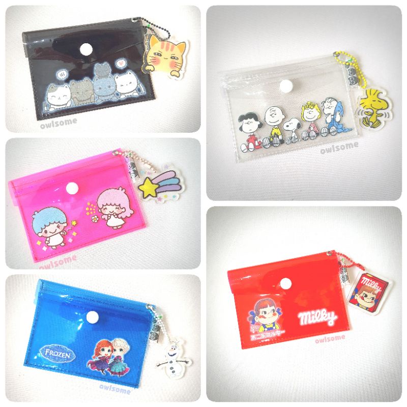 Dompet kartu transparan, dompet uang/ koin mika plastik bening tebal 2 slot