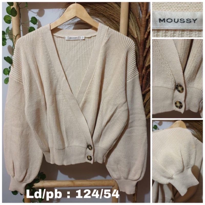 moussy cardigan cream rajut preloved