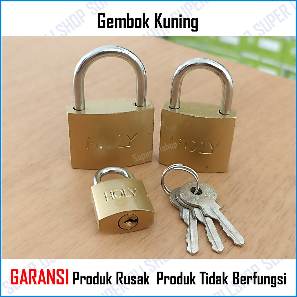 GEMBOK KUNING RRT / Gembok Koper Tas Kotak Lemari Laci Besi Kuning Kecil Mini 20mm 32mm 38mm