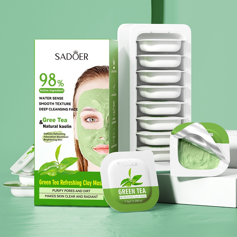 SADOER Mud Mask 7.5g×8pcs Menghilangkan Komedo Jerawat Pembersih Wajah Menghaluskan Kulit