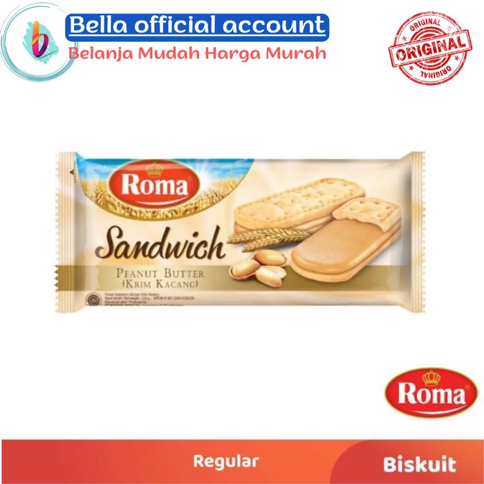 

ROMA Sandwich Peanut Chocolate Biskuit 189 gr - Peanut Buter