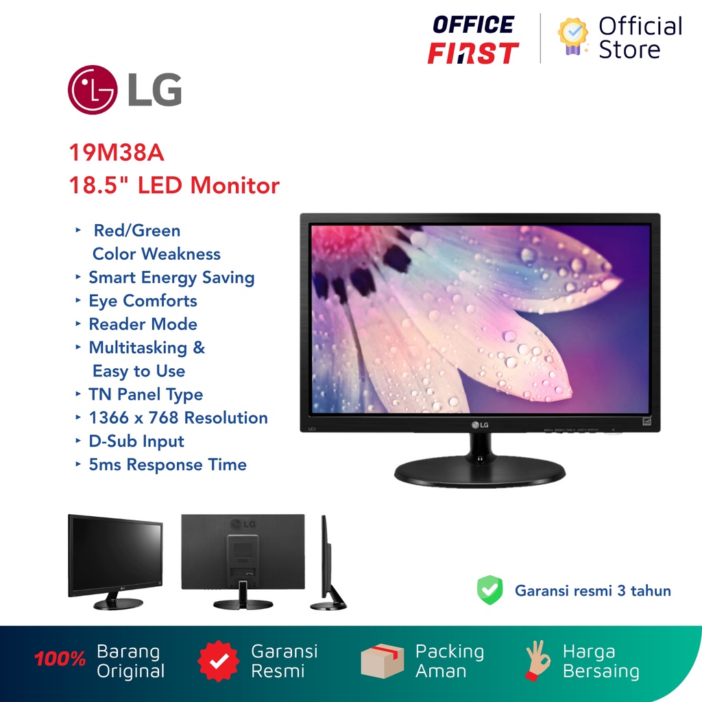 LG 19M38A LED Monitor 18.5&quot; 19&quot; HD Flicker Safe 18.5 19 Inch