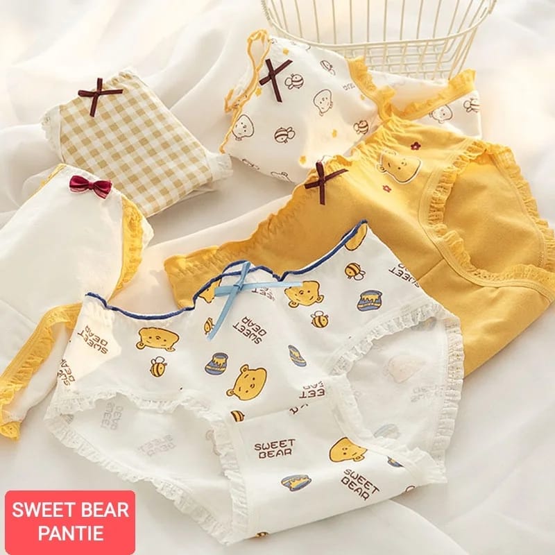 SWEET BEAR PANTIE CELANA DALAM REMANA ABG WANITA DEWASA IMPORT KATUN KOREA MOTIF LUCU ADEM NYAMAN