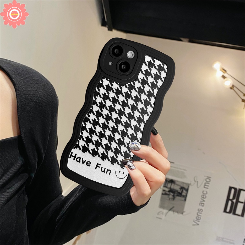 Ins Fashion Houndstooth Have Fun Soft Case VIVO Y36 Y02 Y16 Y21 Y15 Y22 V25E V25 Y21s Y12 Y12i Y22s Y15s Y35 Y20 Y33s Y11 Y93 Y12s V20 Y30 Y50 Y17 Y21T Y75 Y91 Y15A Y91C Penutup Belakang