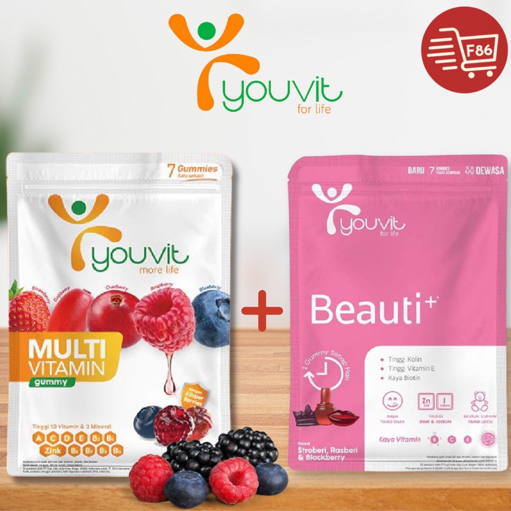 PAKET YOUVIT Beauti+1 Sachet +YVT Multivitamin Dewasa 1 Sachet dengan Vitamn